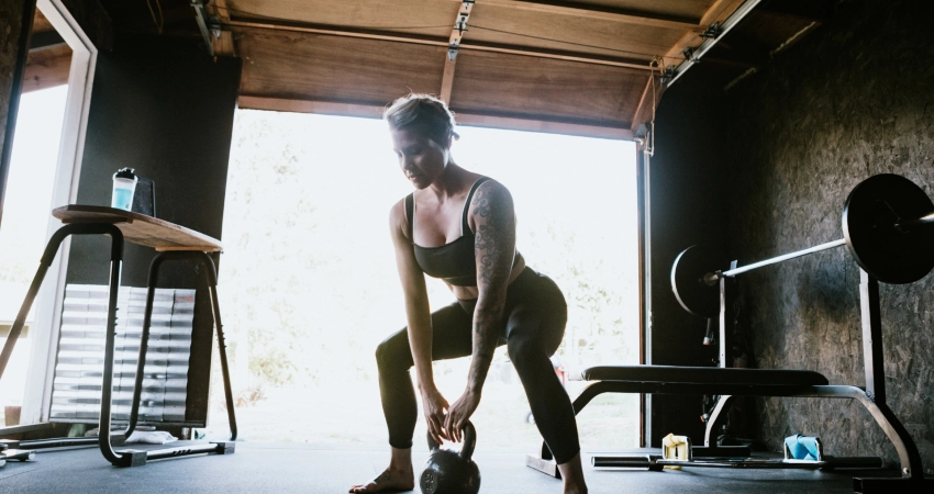A garage converted into a home gym