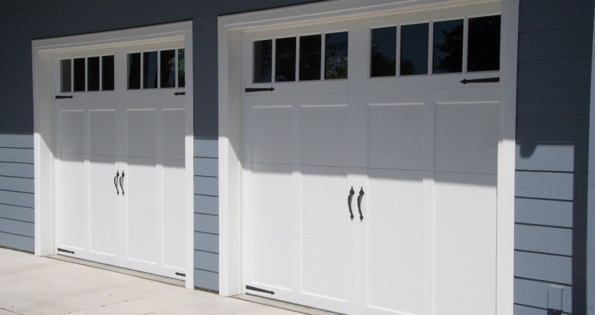 A house with a composite garage door