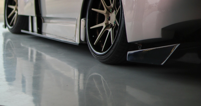 Car parked on epoxy floor