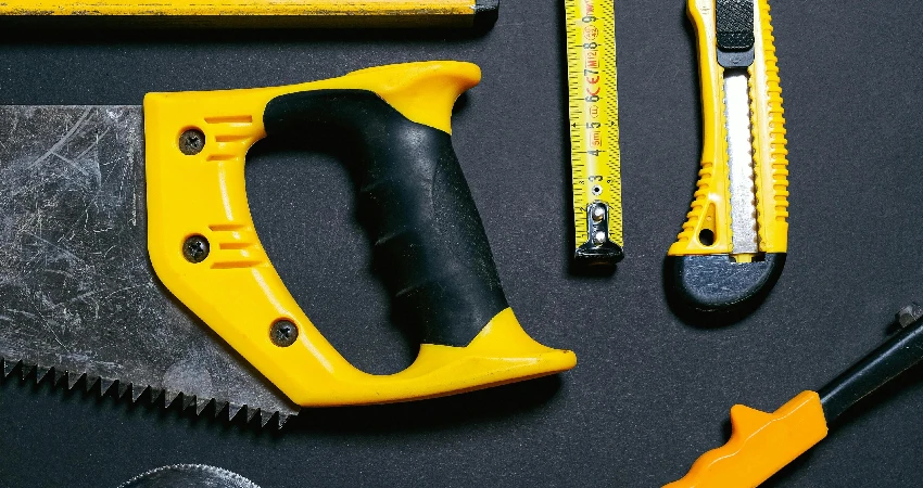 Garage door repair tools on a table