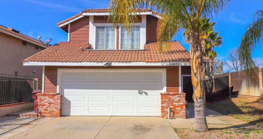 Home with a white garage door