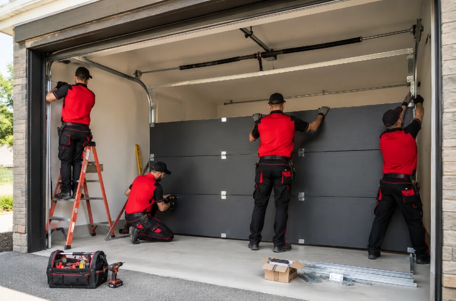 Jolly Goat Garage Door Installation Team At Work