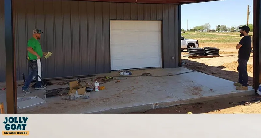Jolly Goat Garage Door team working on a project