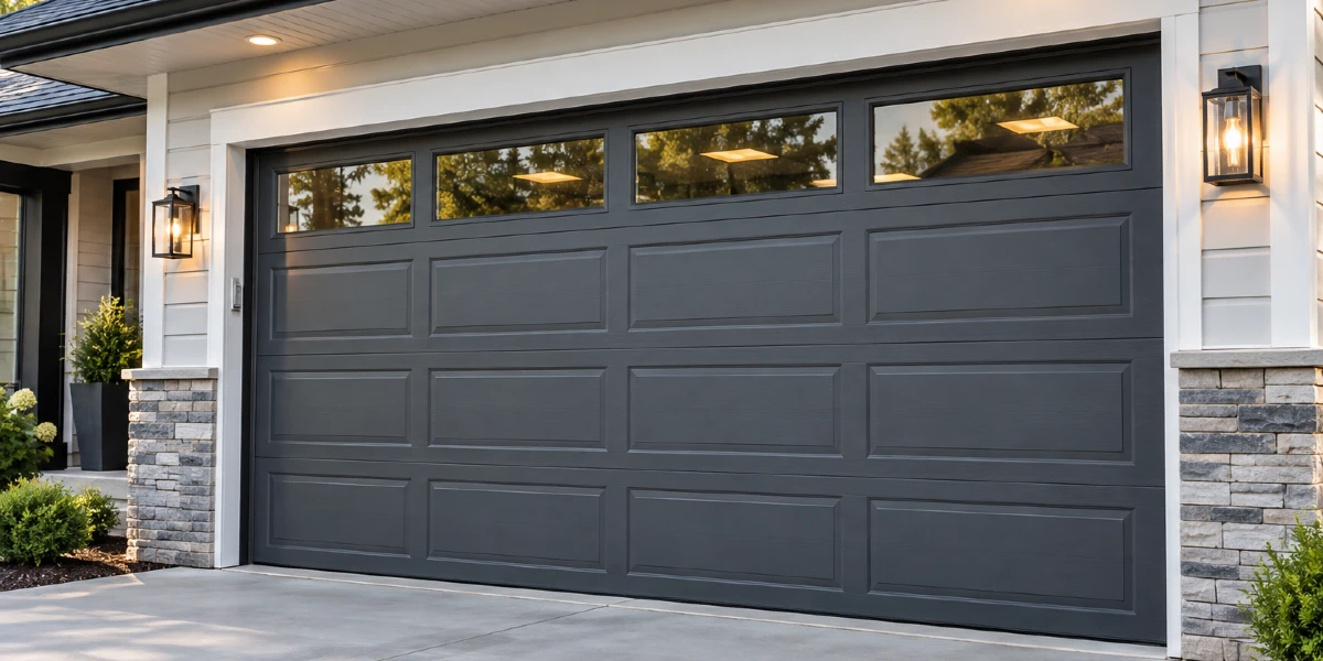 Modern Garage Facade at Dusk