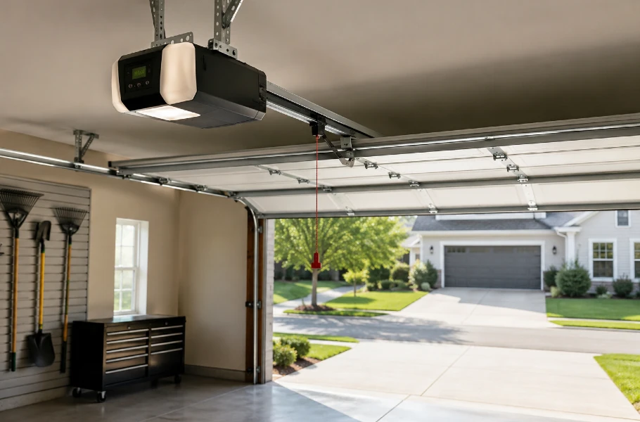 Modern Garage Opener and Suburban Driveway