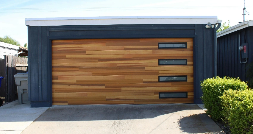 Modern wooden garage door
