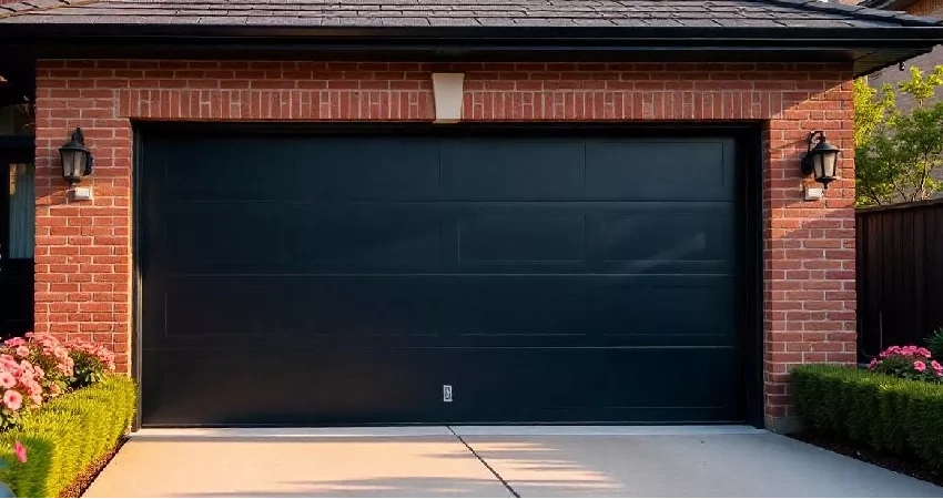 Sleek black garage door