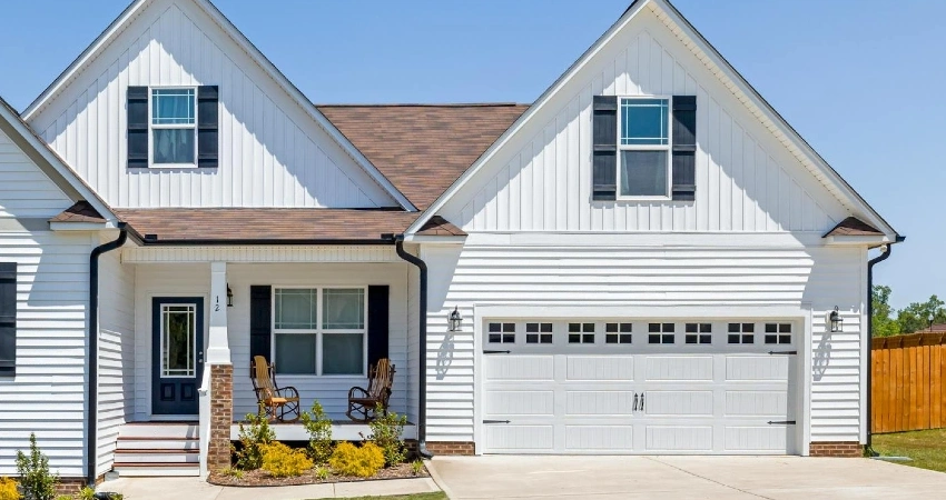 Wood composite garage door