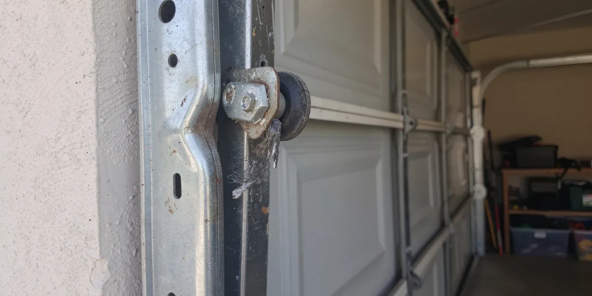 a damaged garage door track