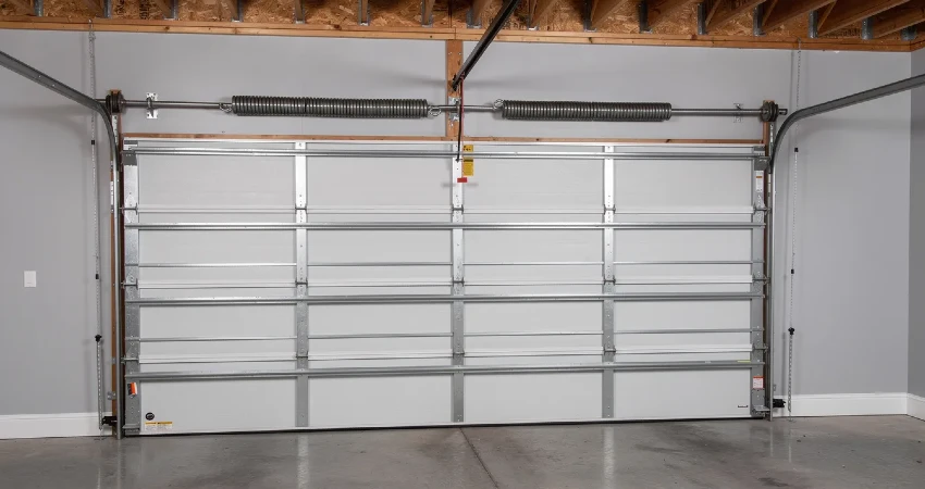 a garage door equipped with extension springs