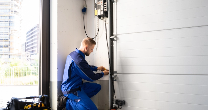 car, garage, white insulated garage door