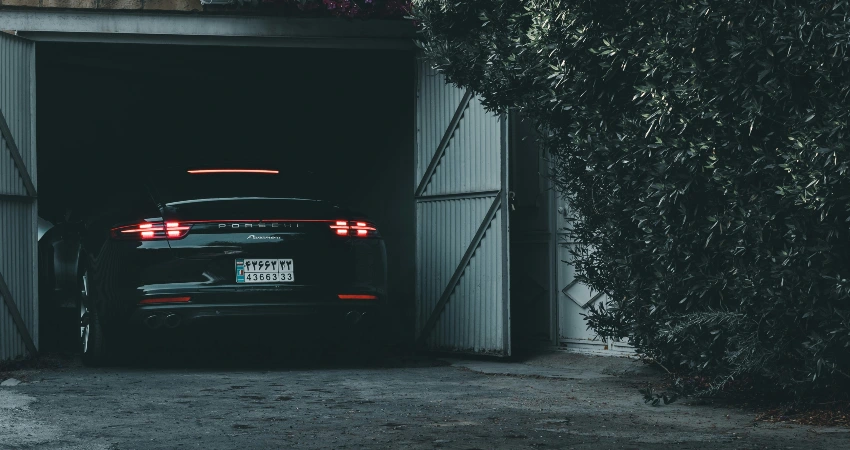 car parked inside a garage
