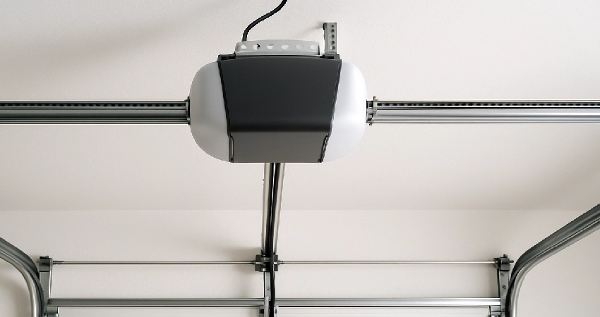 close-up of a garage door opener