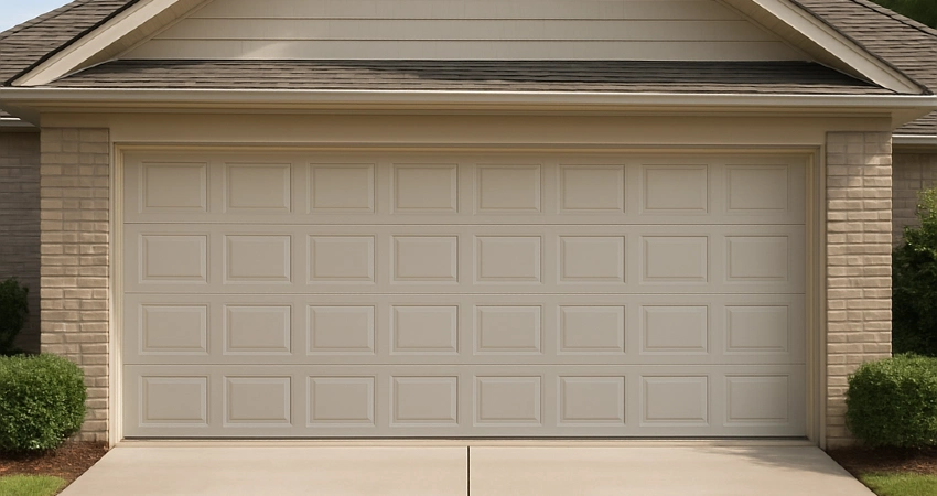 example of beige double garage doors with easy access