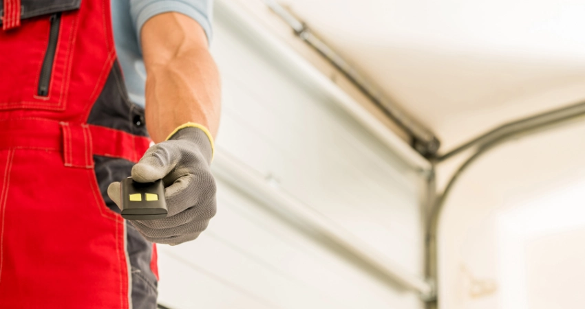 garage door opener being handed to client