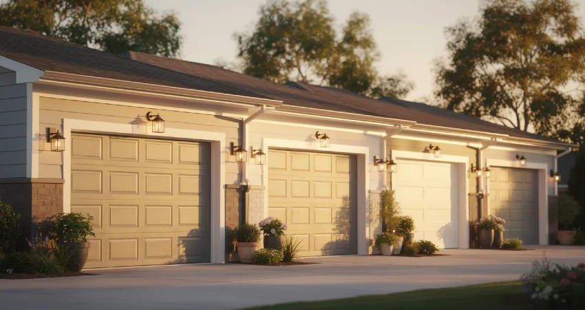 garage doors in a row