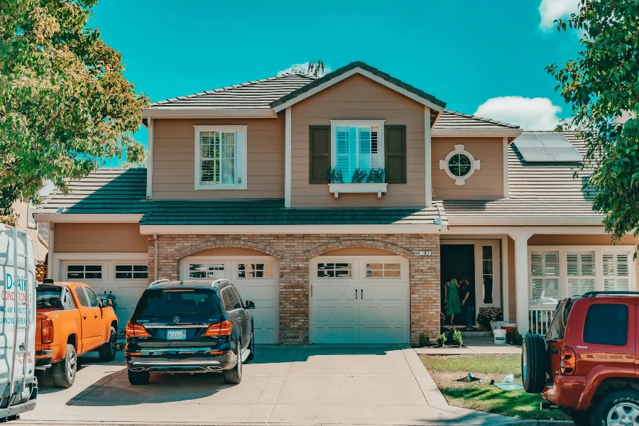 house with garage doors