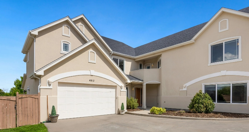 house with white garage door