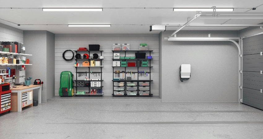 interior of a house's well-designed garage