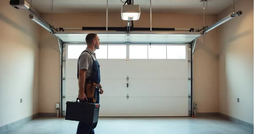 man doing final check in garage