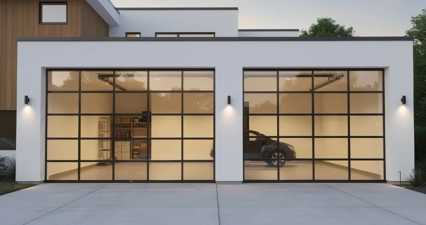 modern glass garage doors