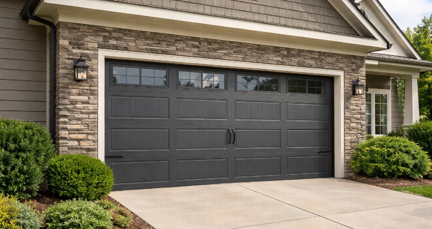 modern home with stylish garage doors