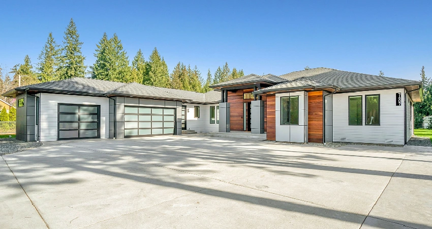 norman house with smart garage doors