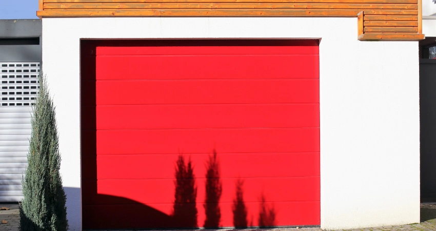red garage door