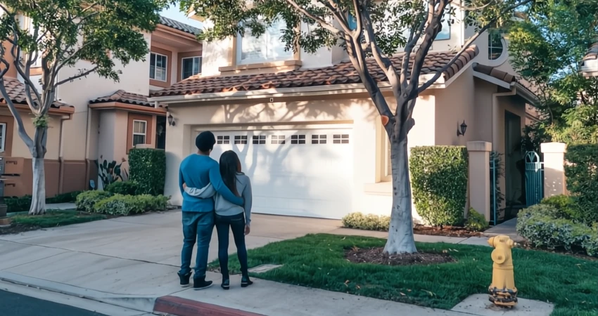 the garage door makes the perfect backdrop to your home