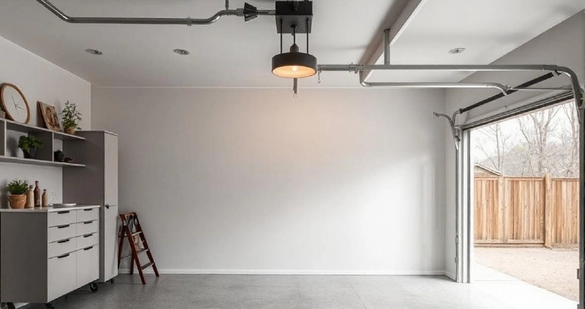 well-lit garage