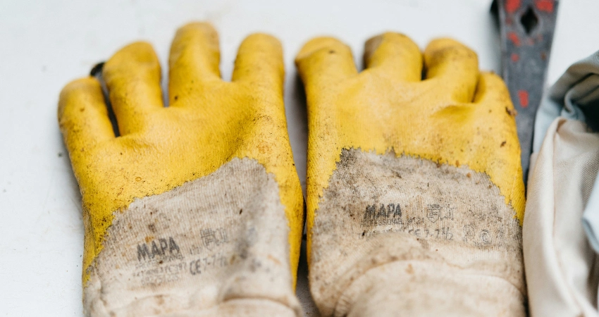yellow safety gloves